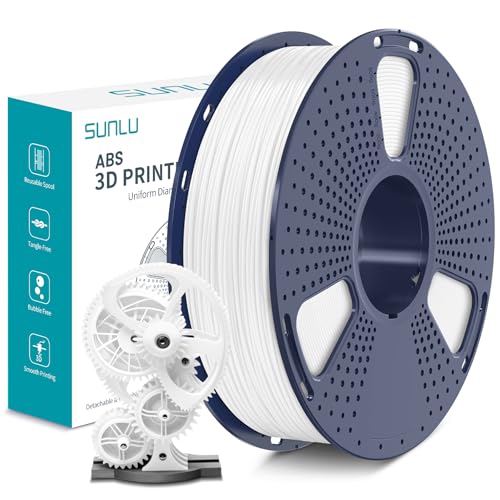 SUNLU ABS Filament 1.75mm, Hoch Hitzebeständiges und Langlebiges 3D Drucker Filament, Maßgenauigkeit +/- 0.02mm, 1kg Spule (2.2lbs), Weiß von SUNLU