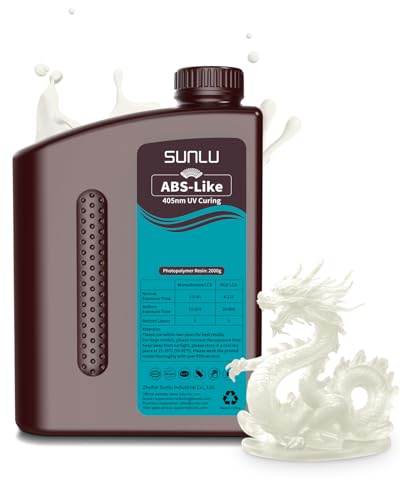 SUNLU ABS-Like 3D Drucker Resin 2KG, 405nm UV-härtendes Standard Photopolymer Schnellharz für den LCD/DLP/SLA 3D Printing, Nicht-spröde & Hohe Präzision, Transparente 2000G von SUNLU