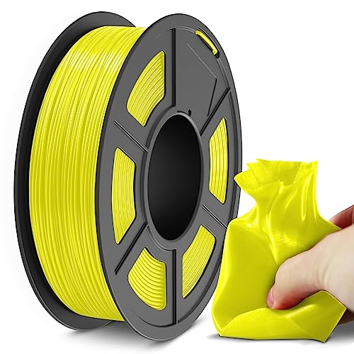 SUNLU Flexible TPU Filament 1.75mm, 95A TPU 3D Drucker Filament Maßgenauigkeit +/- 0,03mm, Gute Haltbarkeit und Starke Haftung für 3D-Druck, 0.5kg Spule（1.1lb）165 Meters, TPU Gelb von SUNLU