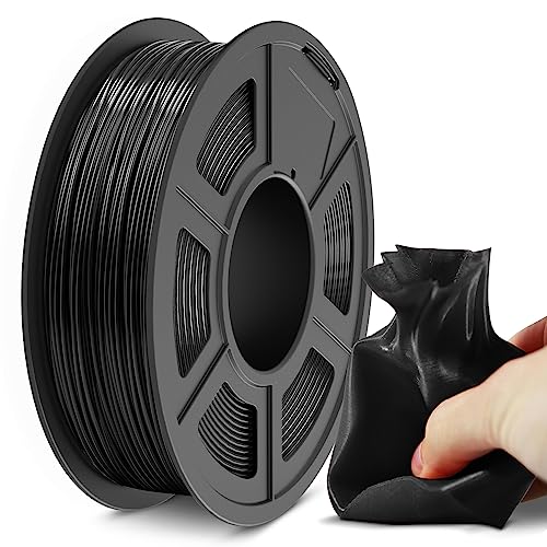SUNLU Flexible TPU Filament 1.75mm, 95A TPU 3D Drucker Filament Maßgenauigkeit +/- 0,03mm, Gute Haltbarkeit und Starke Haftung für 3D-Druck, 0.5kg Spule（1.1lb）165 Meters, TPU Schwarz von SUNLU