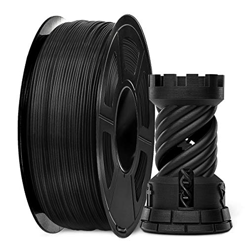 SUNLU Kohlefaser Filament 1,75 mm, PLA Schwarz Filament 1,75 +/- 0,02 mm, 1 kg Spule für 3D-Druck von SUNLU