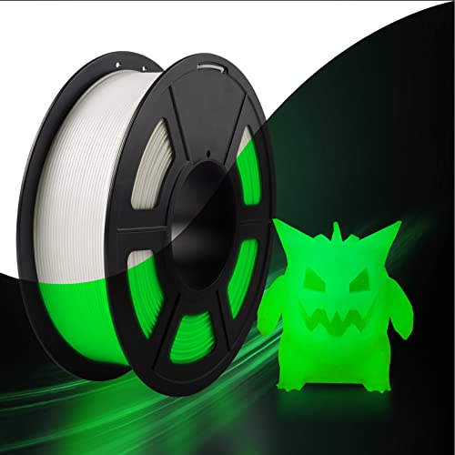SUNLU PLA Glow in The Dark, Leuchtendes 3D Drucker Filament, PLA Filament 1,75mm mit Dimensionaler Genauigkeit +/-0,02mm, Kompatibel mit Den Meisten 3D Druckern, 1KG.(Weiß PLA, Leuchtet Grünes) von SUNLU