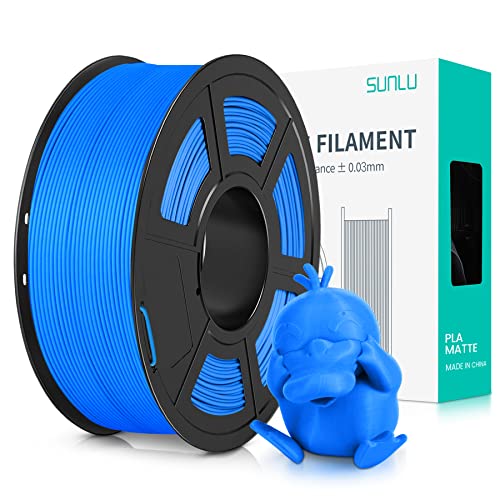 SUNLU Matte PLA Filament 1.75mm, 3D Drucker Filament mit Matter Oberfläche, Neatly Wound Filament, Einfach zu Bedienen, 1kg(2.2lbs) Spule PLA Filament für FDM 3D Drucker, Matte Blau von SUNLU