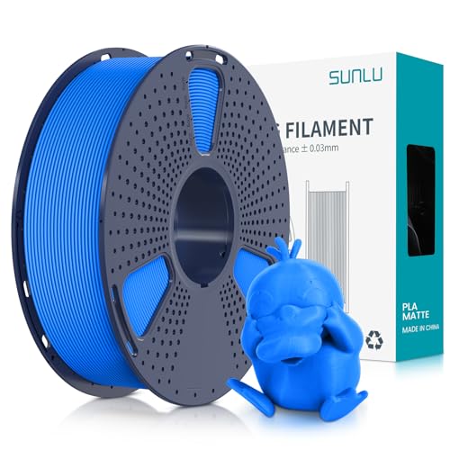 SUNLU Matte PLA Filament 1.75mm, 3D Drucker Filament mit Matter Oberfläche, Neatly Wound Filament, Einfach zu Bedienen, 1kg(2.2lbs) Spule PLA Filament für FDM 3D Drucker, Matte Blau von SUNLU