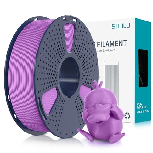 SUNLU Matte PLA Filament 1.75mm, 3D Drucker Filament mit Matter Oberfläche, Neatly Wound Filament, Einfach zu Bedienen, 1kg(2.2lbs) Spule PLA Filament für FDM 3D Drucker, Matte Lila von SUNLU