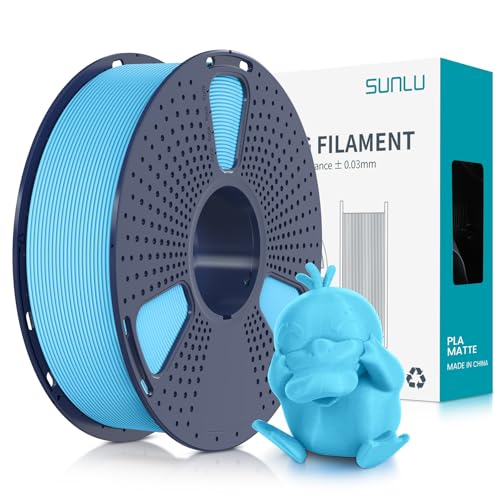 SUNLU Matte PLA Filament 1.75mm, 3D Drucker Filament mit Matter Oberfläche, Neatly Wound Filament, Einfach zu Bedienen, 1kg(2.2lbs) Spule PLA Filament für FDM 3D Drucker, Matte Hellblau von SUNLU