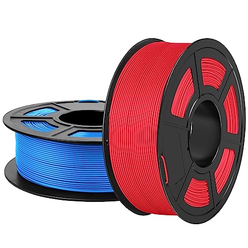 SUNLU Matte PLA Filament 1.75mm, 3D Drucker Filament mit Matter Oberfläche, Neatly Wound Filament, Einfach zu Bedienen, 2kg PLA Filament für FDM 3D Drucker, Rot+Blau von SUNLU