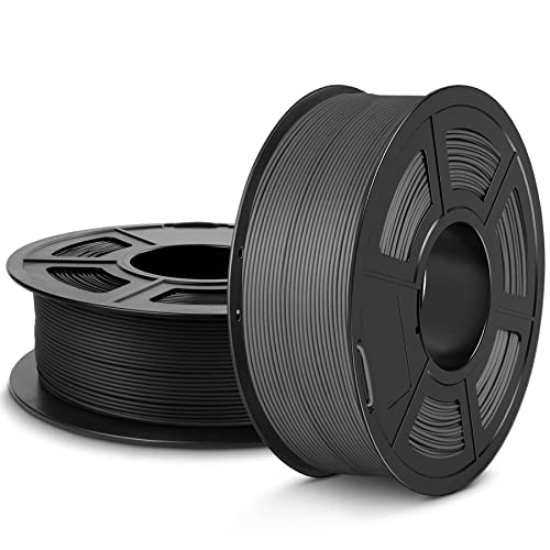 SUNLU Matte PLA Filament 1.75mm, 3D Drucker Filament mit Matter Oberfläche, Neatly Wound Filament, Einfach zu Bedienen, 2kg PLA Filament für FDM 3D Drucker, Schwarz+Grau von SUNLU