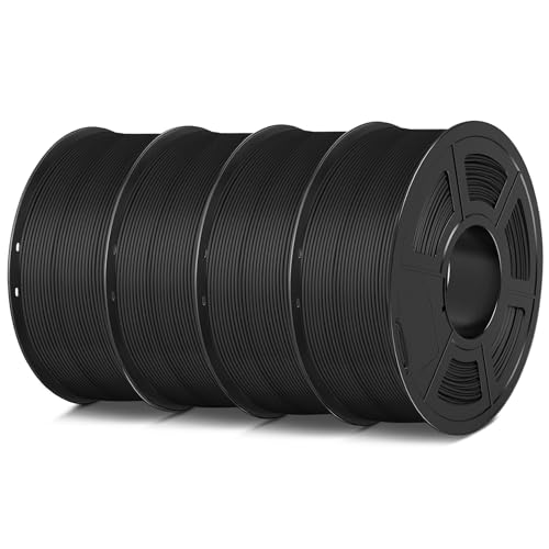 SUNLU 4KG Matte PLA Filament 1.75mm Set, 3D Drucker Filament mit Matter Oberfläche, Neatly Wound PLA Filament, Einfach zu Bedienen, 1KG/Spule, 4-Pack, Schwarz+Schwarz+Schwarz+Schwarz von SUNLU