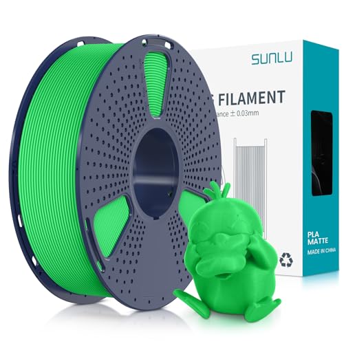 SUNLU Matte PLA Filament 1.75mm Grün, 3D Drucker Filament mit Matter Oberfläche, Neatly Wound Filament, Einfach zu Bedienen, 1kg(2.2lbs) Spule PLA Filament für FDM 3D Drucker, Matte Grün von SUNLU