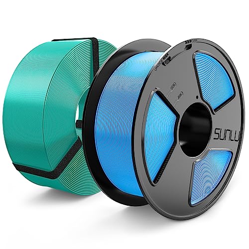 SUNLU Meta PLA Filament 1.75mm, MasterSpool PLA Meta 3D Drucker Filament, Umweltfreundliche Wiederverwendbare Spule, Schneller Druck, Maßgenauigkeit +/- 0.02 mm, 1kg Spule, Total 2kg, Blau+Grün von SUNLU