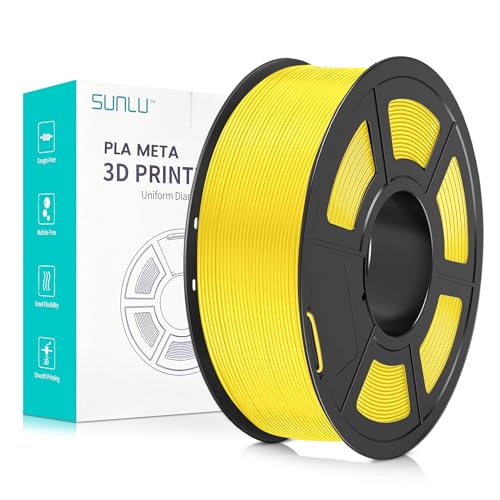 SUNLU Meta PLA Filament 1.75mm, Neatly Wound PLA Meta Filament, Zähigkeit, Bessere Liquidität, Schneller Druck für 3D Drucker, Maßgenauigkeit +/- 0.02 mm, 1KG (2.2lbs), Gelb von SUNLU