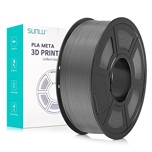 SUNLU Meta PLA Filament 1.75mm, Neatly Wound PLA Meta Filament, Zähigkeit, Bessere Liquidität, Schneller Druck für 3D Drucker, Maßgenauigkeit +/- 0.02 mm, 1KG (2.2lbs), Grau von SUNLU