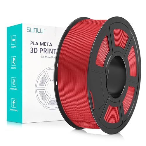 SUNLU Meta PLA Filament 1.75mm, Neatly Wound PLA Meta Filament, Zähigkeit, Bessere Liquidität, Schneller Druck für 3D Drucker, Maßgenauigkeit +/- 0.02 mm, 1KG (2.2lbs), Rot von SUNLU
