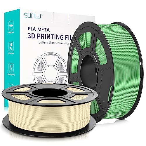 SUNLU Meta PLA Filament 1.75mm, Neatly Wound PLA Meta Filament, Zähigkeit, Bessere Liquidität, Schneller Druck für 3D Drucker, Maßgenauigkeit +/- 0.02 mm, 2KG (4.4lbs), Creme Weiß+Apfelgrün von SUNLU