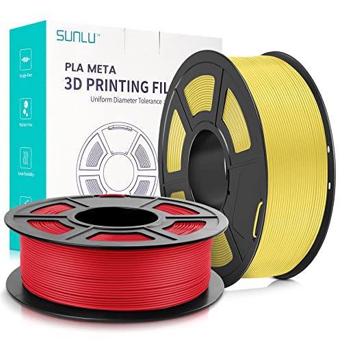 SUNLU Meta PLA Filament 1.75mm, Neatly Wound PLA Meta Filament, Zähigkeit, Bessere Liquidität, Schneller Druck für 3D Drucker, Maßgenauigkeit +/- 0.02 mm, 2KG (4.4lbs), Rot+Gelb von SUNLU