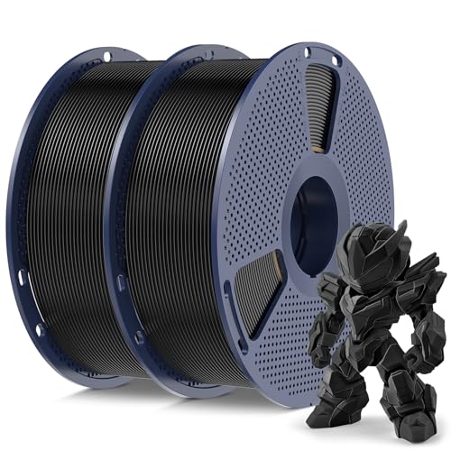 SUNLU High Speed PLA Meta Filament, 2kg PLA 3D Druckerfilament 1,75 mm, Robusteres 3D Druckfilament, Maßgenauigkeit +/- 0,02 mm, 2kg Insgesamt, 1kg pro Spule, 2er-Pack, Schwarz+Schwarz von SUNLU
