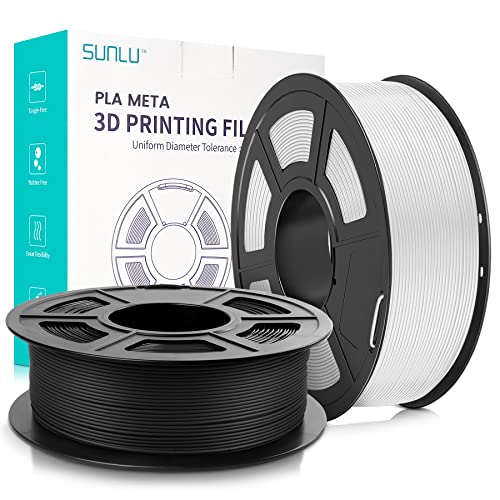 SUNLU Meta PLA Filament 1.75mm, Neatly Wound PLA Meta Filament, Zähigkeit, Bessere Liquidität, Schneller Druck für 3D Drucker, Maßgenauigkeit +/- 0.02 mm, 2KG (4.4lbs), Schwarz+Weiß von SUNLU
