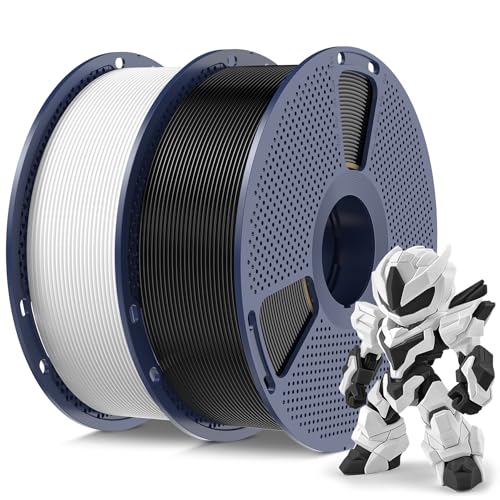 SUNLU High Speed PLA Meta Filament, 2kg PLA 3D Druckerfilament 1,75 mm, Robusteres 3D Druckfilament, Maßgenauigkeit +/- 0,02 mm, 2kg Insgesamt, 1kg pro Spule, 2er-Pack, Schwarz+Weiß von SUNLU