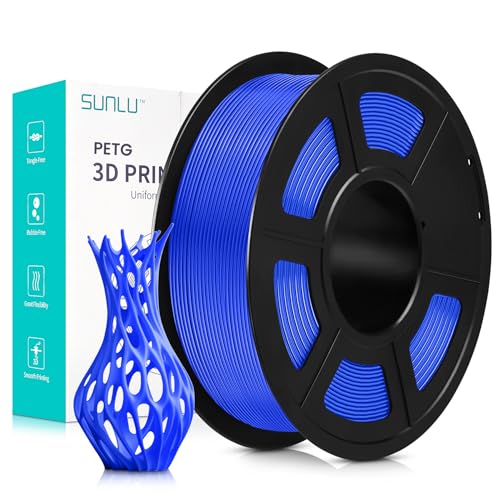 SUNLU PETG Filament 1,75 mm, 3D Druckerfilament PETG, Verbesserte Zähigkeit, Hohe Schlagfestigkeit, 3D Druckfilament 1,75 mm, Geeignet für die Meisten FDM 3D Drucker, 1kg Spule, Blau von SUNLU