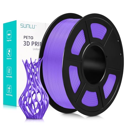 SUNLU PETG Filament 1,75 mm, 3D Druckerfilament PETG, Verbesserte Zähigkeit, Hohe Schlagfestigkeit, 3D Druckfilament 1,75 mm, Geeignet für die Meisten FDM 3D Drucker, 1kg Spule, Lila von SUNLU