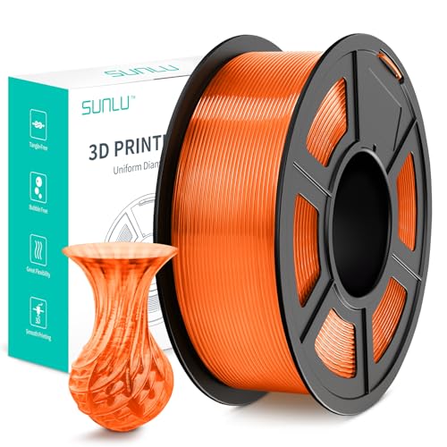 SUNLU PLA+ 3D-Drucker-Filament, PLA PLUS Filament 1,75 mm, Zähigkeitsverstärktes 3D-Filament, kompatibel mit 3D-FDM-Druckern, Maßgenauigkeit +/- 0,02 mm, 1-kg-Spule (2,2 LBS), PLA+ Transparent Orange von SUNLU