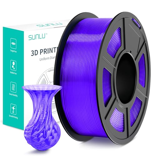 SUNLU PLA+ 3D-Drucker-Filament, PLA PLUS Filament 1,75 mm, Zähigkeitsverstärktes 3D-Filament, kompatibel mit 3D-FDM-Druckern, Maßgenauigkeit +/- 0,02 mm, 1-kg-Spule (2,2 LBS), PLA+ Transparent Lila von SUNLU