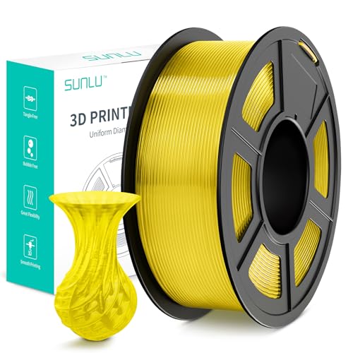 SUNLU PLA+ 3D-Drucker-Filament, PLA PLUS-Filament 1,75 mm, robustes 3D-Filament, kompatibel mit 3D-FDM-Druckern, Maßgenauigkeit +/- 0,02 mm, 1-kg-Spule (2,2 LBS), PLA+ Transparent Gelb von SUNLU
