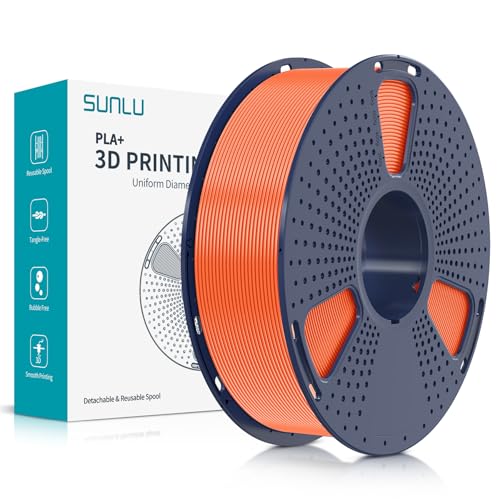 SUNLU PLA Plus 3D Druckerfilament, ordentlich gewickeltes PLA+ Filament 1.75mm, robustes 3D Filament, kompatibel mit 3D FDM Druckern, Maßgenauigkeit +/- 0.02 mm, 1kgSpule(2.2LBS), Macaron Sunny Orange von SUNLU