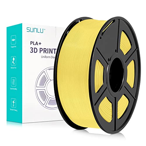 SUNLU PLA+ Filament 1.75mm, Neatly Wound 3D Drucker Filament, Stark PLA Filament 1.75 1kg, Gute Haftung für 3D Druck, Maßgenauigkeit +/- 0.02 mm, 1KG (2.2lbs), Zitronen Gelb von SUNLU