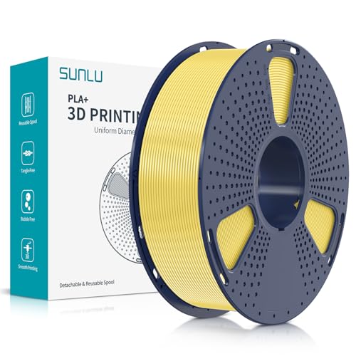 SUNLU PLA Plus 3D Druckerfilament, ordentlich gewickeltes PLA+ Filament 1.75mm, robustes 3D Filament, kompatibel mit FDM Druckern, Maßgenauigkeit +/- 0.02 mm, 1kg Spule(2.2 LBS), Macaron Zitronen Gelb von SUNLU