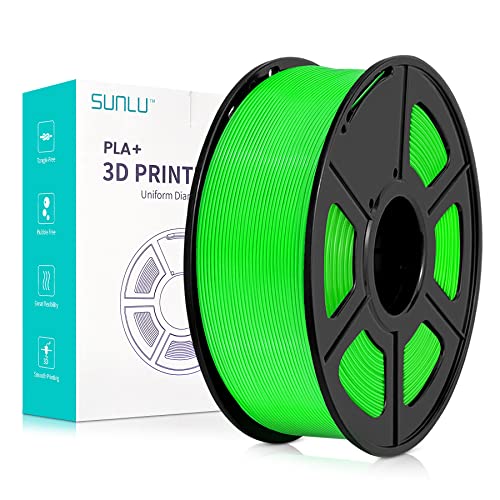 SUNLU PLA+ Filament 1.75mm, Neatly Wound 3D Drucker Filament PLA Plus, Stark PLA+ Filament 1.75 1kg, Gute Haftung für 3D Druck, Maßgenauigkeit +/- 0.02 mm, 1KG (2.2lbs), Grün von SUNLU