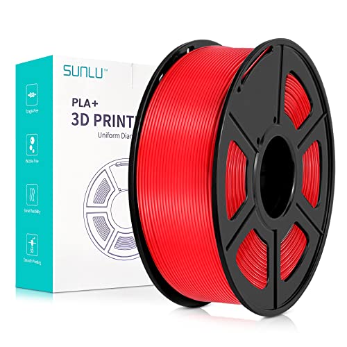 SUNLU PLA+ Filament 1.75mm, Neatly Wound 3D Drucker Filament PLA Plus, Stark PLA+ Filament 1.75 1kg, Gute Haftung für 3D Druck, Maßgenauigkeit +/- 0.02 mm, 1KG (2.2lbs), Rot von SUNLU