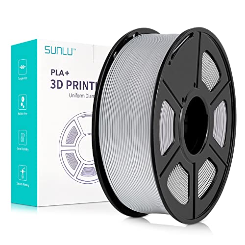 SUNLU PLA+ Filament 1.75mm, Neatly Wound 3D Drucker Filament PLA Plus, Stark PLA+ Filament 1.75 1kg, Gute Haftung für 3D Druck, Maßgenauigkeit +/- 0.02 mm, 1KG (2.2lbs), Silber von SUNLU