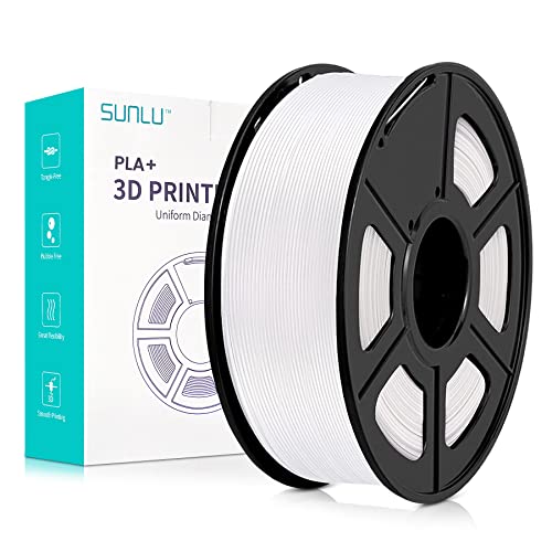 SUNLU PLA+ Filament 1.75mm, Neatly Wound 3D Drucker Filament PLA Plus, Stark PLA+ Filament 1.75 1kg, Gute Haftung für 3D Druck, Maßgenauigkeit +/- 0.02 mm, 1KG (2.2lbs), Weiß von SUNLU