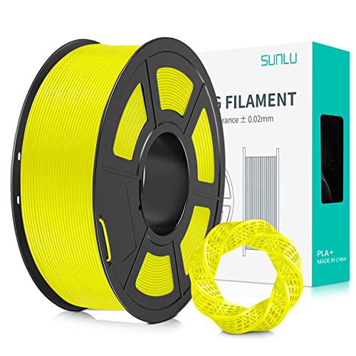 SUNLU PLA+ Filament 1.75mm, PLA Plus 3D Drucker Filament, Stärker belastbar, Neatly Wound, 1KG 3D Druck PLA+ Filament, Maßgenauigkeit +/- 0.02mm, Gelb von SUNLU
