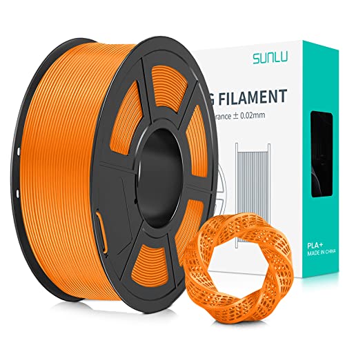 SUNLU PLA+ Filament 1.75mm, PLA Plus 3D Drucker Filament, Stärker belastbar, Neatly Wound, 1KG 3D Druck PLA+ Filament, Maßgenauigkeit +/- 0.02mm, Orange von SUNLU