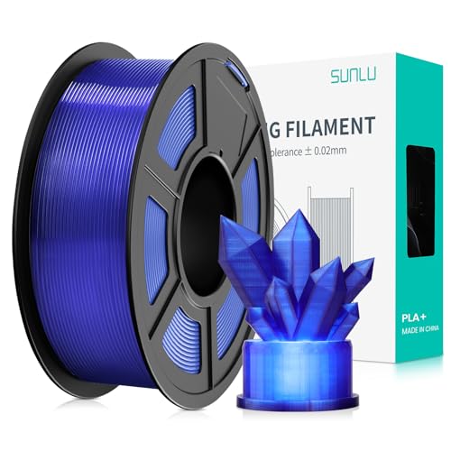 SUNLU PLA+ Filament 1.75mm, PLA Plus 3D Drucker Filament, Stärker belastbar, Neatly Wound, 1KG 3D Druck PLA+ Filament, Maßgenauigkeit +/- 0.02mm, Transparent blau von SUNLU