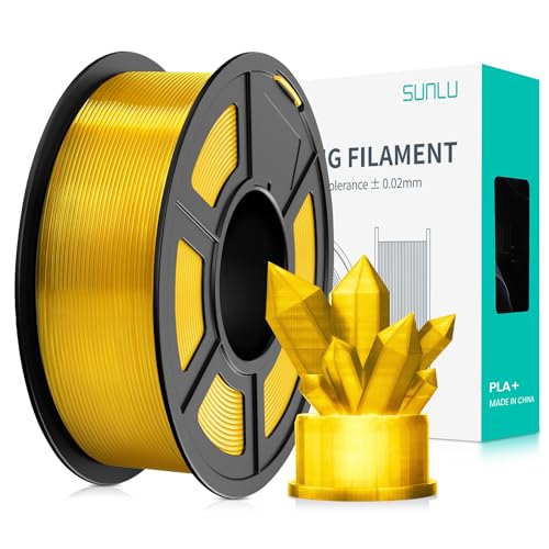 SUNLU PLA+ Filament 1.75mm, PLA Plus 3D Drucker Filament, Stärker belastbar, Neatly Wound, 1KG 3D Druck PLA+ Filament, Maßgenauigkeit +/- 0.02mm, Transparent gelb von SUNLU