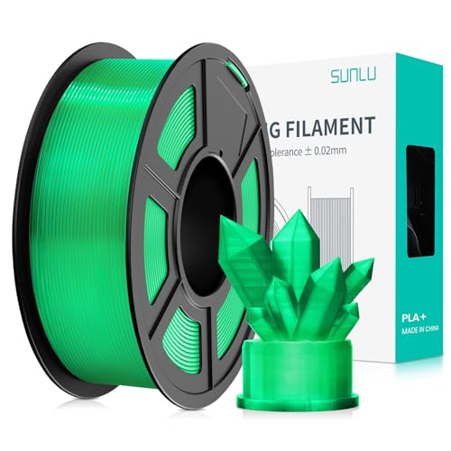 SUNLU PLA+ Filament 1.75mm, PLA Plus 3D Drucker Filament, Stärker belastbar, Neatly Wound, 1KG 3D Druck PLA+ Filament, Maßgenauigkeit +/- 0.02mm, Transparent grün von SUNLU
