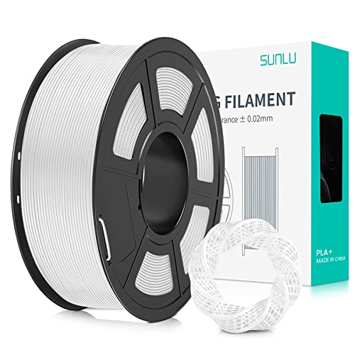 SUNLU PLA+ Filament 1.75mm, PLA Plus 3D Drucker Filament, Stärker belastbar, Neatly Wound, 1KG 3D Druck PLA+ Filament, Maßgenauigkeit +/- 0.02mm, Weiß von SUNLU