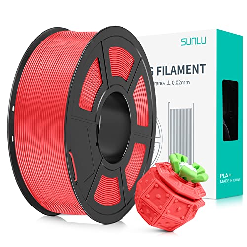 SUNLU PLA+ Filament 1.75mm, PLA Plus 3D Drucker Filament, Stärker belastbar, Neatly Wound, 1KG 3D Druck PLA+ Filament, Maßgenauigkeit +/- 0.02mm,Kirschrot von SUNLU