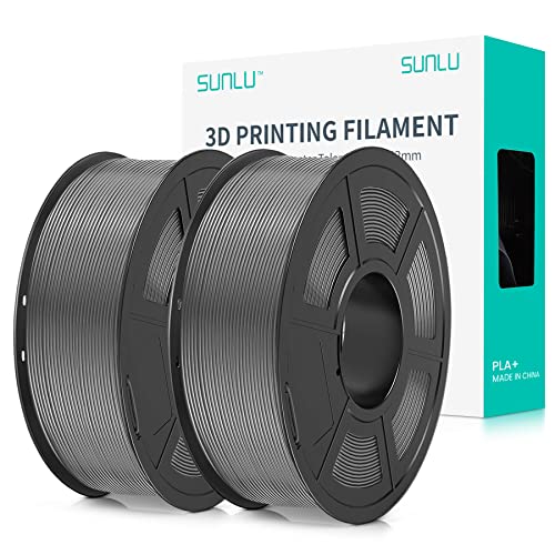 SUNLU PLA+ Filament 1.75mm 2KG, PLA Plus 3D Drucker Filament, Stärker belastbar, Neatly Wound,2 Spool 3D Druck PLA+ Filament, Maßgenauigkeit +/- 0.02mm, Grau+Grau von SUNLU