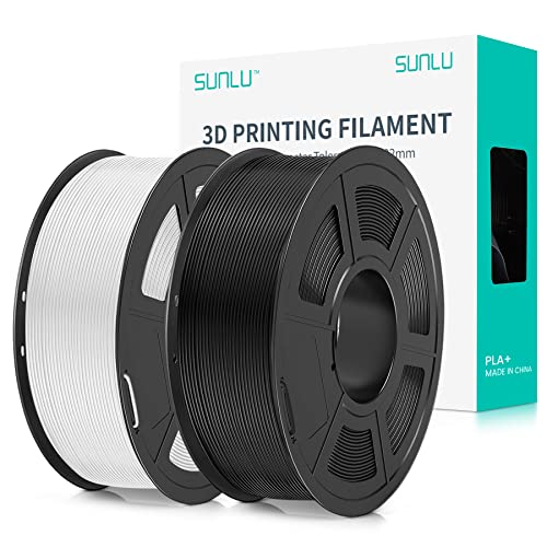 SUNLU PLA+ Filament 1.75mm 2KG, PLA Plus 3D Drucker Filament, Stärker belastbar, Neatly Wound,2 Spool 3D Druck PLA+ Filament, Maßgenauigkeit +/- 0.02mm, Weiß+Schwarz von SUNLU