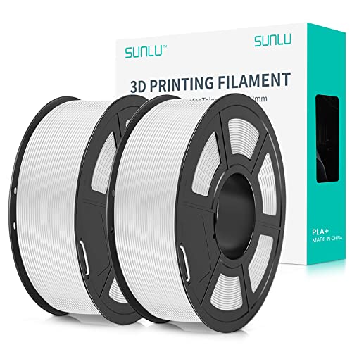 SUNLU PLA+ Filament 1.75mm 2KG, PLA Plus 3D Drucker Filament, Stärker belastbar, Neatly Wound,2 Spool 3D Druck PLA+ Filament, Maßgenauigkeit +/- 0.02mm, Weiß+Weiß von SUNLU