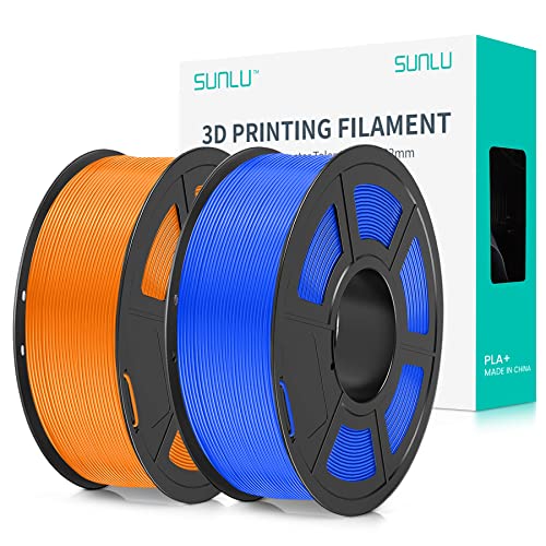 SUNLU PLA+ Filament 1.75mm 2KG, PLA Plus 3D Drucker Filament, Stärker belastbar, Neatly Wound,2 Spool 3D Druck PLA+ Filament,Blau+Orange Maßgenauigkeit +/- 0.02mm,Rot+Orange von SUNLU