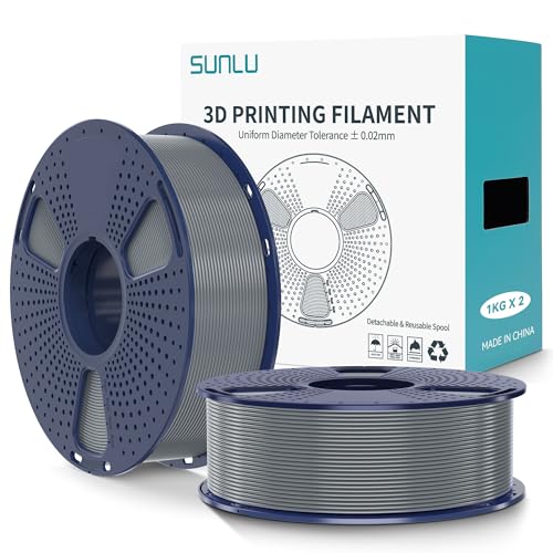 SUNLU PLA+2.0 Filament 1.75mm 2KG, Upgrade PLA Plus 3D Drucker Filament, Stärker und robuster, High Speed PLA+ Filament, Maßgenauigkeit +/-0.02mm, 1KG Spule, 2KG in Total, Grau+Grau SUNLU PLA+2.0 Filament 1.75mm 2KG, Upgrade PLA Plus 3D Drucker Filament, Stärker und robuster, High Speed PLA+ Filament, Maßgenauigkeit +/-0.02mm, 1KG Spule, 2KG in Total, Grau+Grau von SUNLU