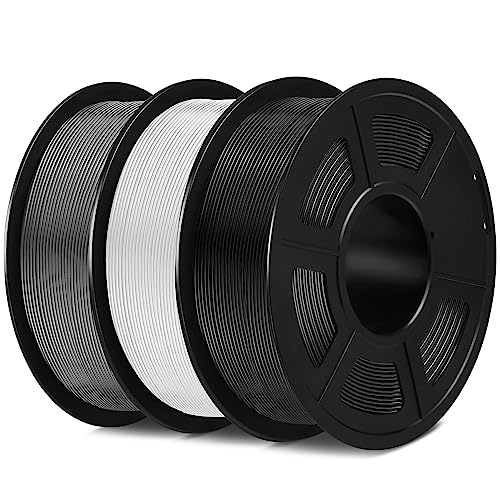 SUNLU PLA Filament 1.75mm,Sauber Gewickelt 3D Drucker Filament PLA 1.75mm,Maßgenauigkeit +/- 0,02mm, 1KG Spule 3D Filament, 3 Pack,Kompatibel Mit den Meisten 3D Drucker, PLA Schwarz+Weiß+Grau von SUNLU