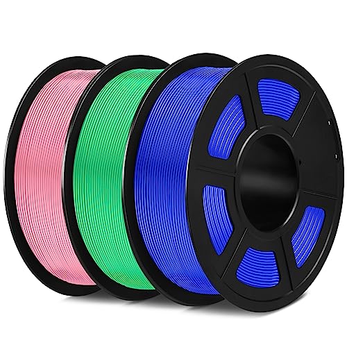 SUNLU PLA Filament 1.75mm,Sauber Gewickelt 3D Drucker Filament PLA 1.75mm,Maßgenauigkeit +/- 0,02mm, 1KG Spule 3D Filament, 3 Pack,Kompatibel Mit den Meisten 3D Drucker,PLA Blau + Grün + Pink von SUNLU