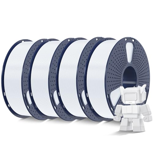 SUNLU 4KG PLA Filament 1.75mm, Hohe Geschwindigkeit 3D Drucker Filament Mit Hoher Fließfähigkeit, Entwickelt für Schnelles 3D Drucken, Rapid HS-PLA 4-Pack, Weiß von SUNLU